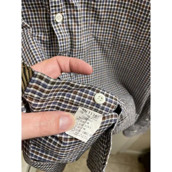 Billy Reid Shirt Mens M Blue Red Long Sleeve Button Up Gingham 100% Cotton Italy - Picture 7 of 9